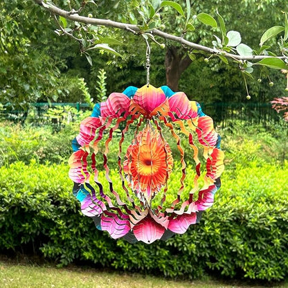 Stainless Steel Wind Spinner Indoor Outdoor Garden Decoration Crafts Ornaments 10 inch 3D Frosted Wind Spinner Mandala Worth Gift Wind Sculptures