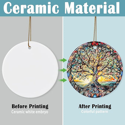 Colorful Ceramic Tree of Life Christmas Ornament, Tree of Life & Christmas Ornaments for Tree, Holiday Decor - Pattern C