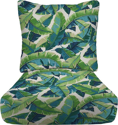 RSH DECOR Deep Seating Cushion with Pillow Back | 24” x 26” Seat | Water and Fade-Resistant Spun Fabric | Outdoor Chair Cushion Set for Patio Furniture | Balmoral Opal