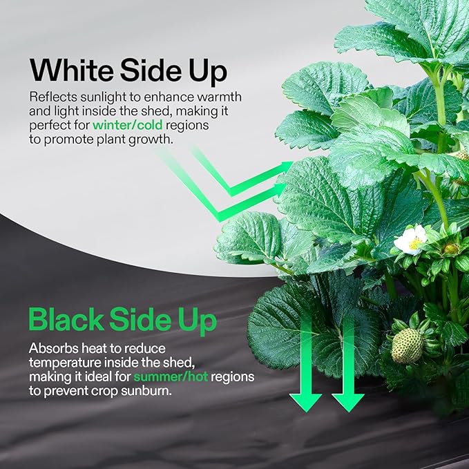 VIVOSUN Black and White Panda Film, 10' x 10' 5.5 Mil Poly Film, Blackout Tarp for Warm House