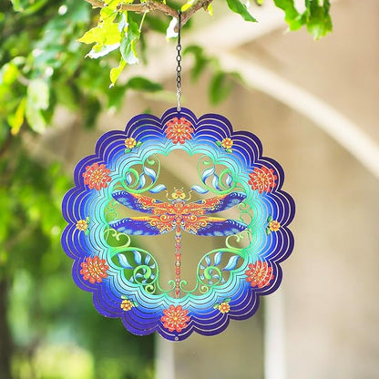 Dragonfly Wind Spinners Dragonfly Gifts for Women/Men 12 inch 3D Stainless Steel Hanging Wind Spinner Metal Wind Catchers Kinetic Sculpture for Indoor/Outdoor Decor, Yard Art, Garden Decorations