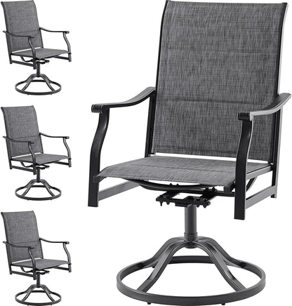Soohow Patio Dining Chairs Set of 4, Swivel Outdoor Patio Chair with Paded Textilene Fabric, All Weather Outdoor Seats Ergonomic Comfort, Perfect Seats for Backyard, Balcony, and Garden