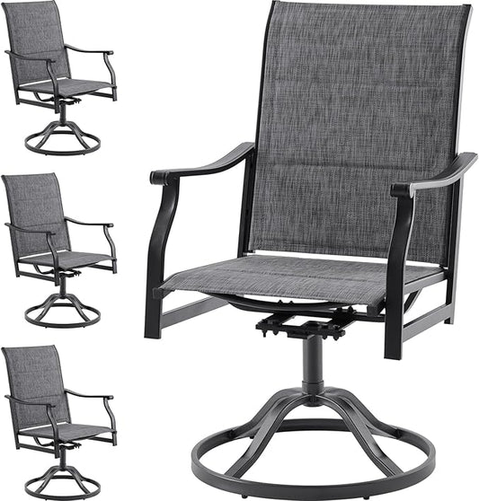 Soohow Patio Dining Chairs Set of 4, Swivel Outdoor Patio Chair with Paded Textilene Fabric, All Weather Outdoor Seats Ergonomic Comfort, Perfect Seats for Backyard, Balcony, and Garden