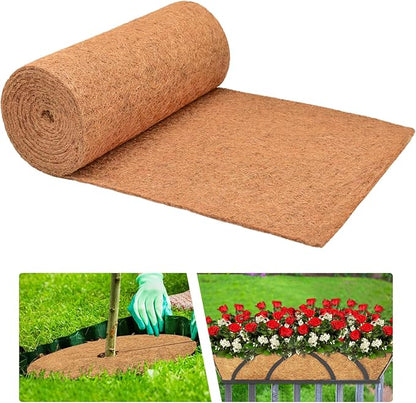 ZeeDix 16 x 120 inches Thickened Coco Liner Roll for Planters- Natural Coconut Flower Basket Liners Coco Coir Mat for Plants Flowers Vegetables Reptiles Carpet