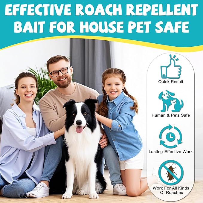 32 Pack Cockroach Gel Bait & Roach Repellent Use for Home, Quick Elimination of Indoor Roach Nests, Easy to Use & No Mess Cockroach Deterrent Indoor for Kitchen Home RV