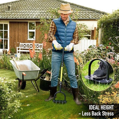 Jardineer Lawn Aerator Spike Tool, Updated 36" Metal Grass Aerator with Longer Spikes, Pre-Assembled Manual Yard Aerator for Lawn Aeration, Soil Aerating