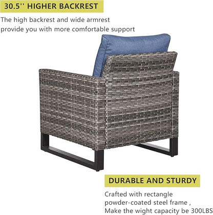 HUMMUH Patio Chairs Set of 2 PE Wicker Outdoor Dining Chairs High Back Deep Seating Porch Chairs with 4inch Seat Cushions