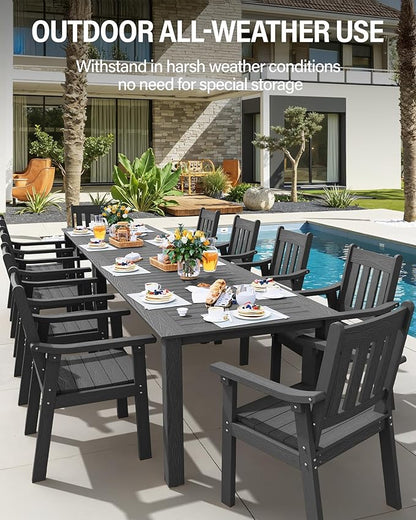 YEFU Outdoor Patio Dining Sets: All Weather 12 Piece Dining Table Set for 10 with Umbrella Hole & Aluminum Frame - Outdoor Furniture 2 Table and 10 Chairs for Outside Backyard/Porch/Deck Grey