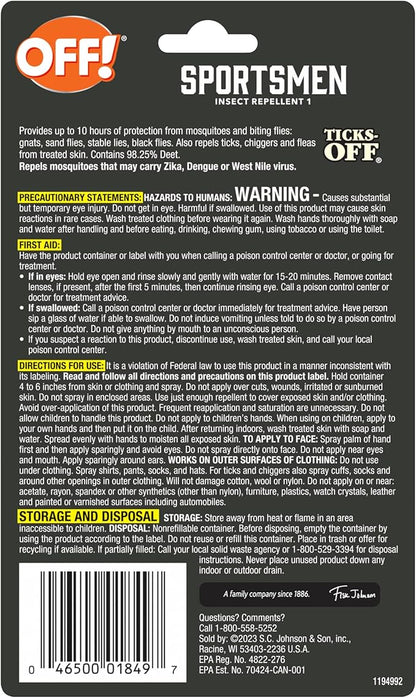 OFF! Deep Woods Sportsmen Insect Repellent Spritz, Maximum Strength, Bug Spray with up to 10 Hours of Protection, 1 oz (Pack of 12)