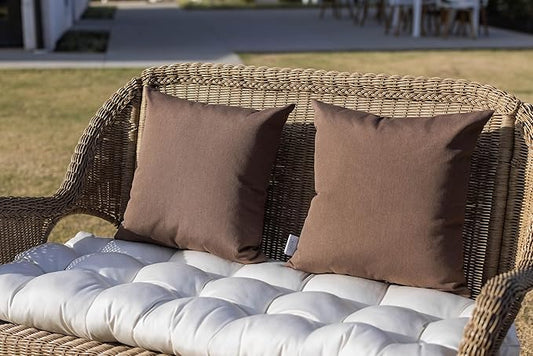RSH DECOR: Sunbrella Square Throw Pillows Set of 2 | 17" x 17" | Water and Fade-Resistant Performance Fabric | Outdoor Pillow Covers with Down-Alternative Inserts | Canvas Taupe