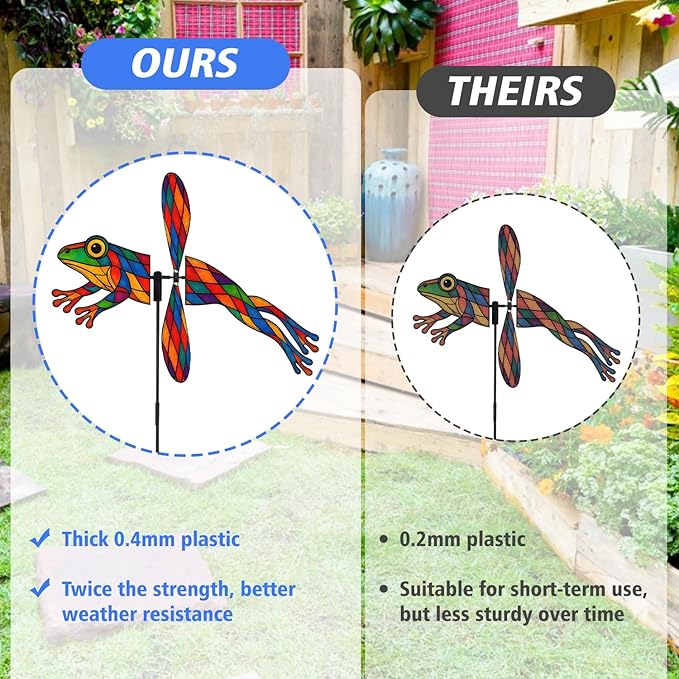 Frog Petite Spinner Outdoor, Frog Wind Spinner for Yard and Garden
