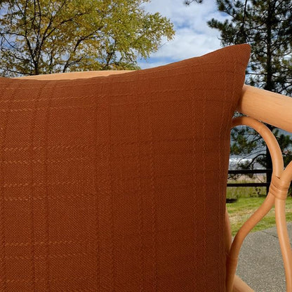 Kevin Textile Pack of 2 Outdoor Waterproof Pillow Covers Checkered Decorative Cushions Sham Throw Pillowcases Shell for Patio Tent Garden Couch Bed Sofa 20x20 Inch Burnt Orange