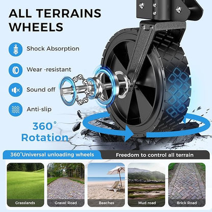 Collapsible Wagon Carts with Large Capacity, Utility Beach Wagons Heavy Duty Foldable,Side Pockets,300lb Load-Bearing Outdoor for Camping, Garden, Sports, Picnic, Shopping-Black U-Black
