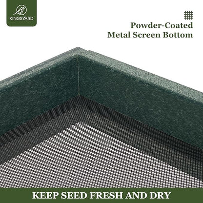 Kingsyard Platform Mealworm Bird Feeder for Outside, Recycled Plastic Hanging Tray Bird Feeders with Large Capacity 3.5 lbs, Premium Quality & Durable, Great for Attracting Wild Birds, Green