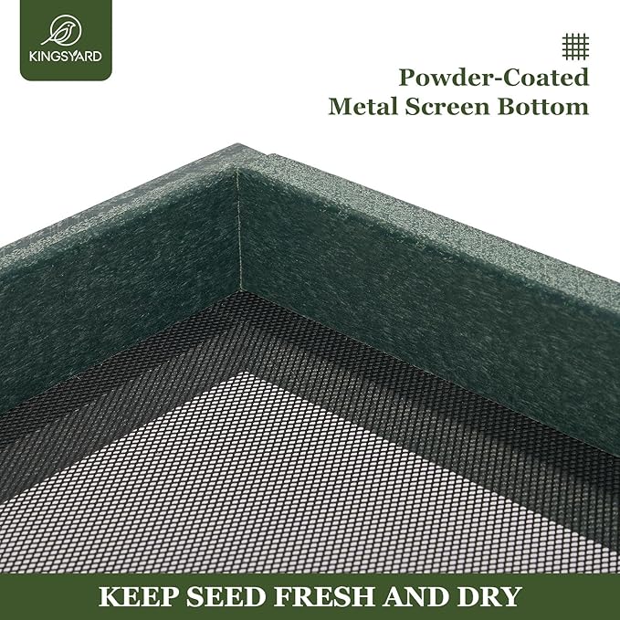 Kingsyard 2 Pack Platform Bird Feeder Tray for Outdoor Hanging - Durable Recycled Plastic & Metal Mesh, Large 3.5 lbs Capacity, Ideal for Attracting Large Birds, Green