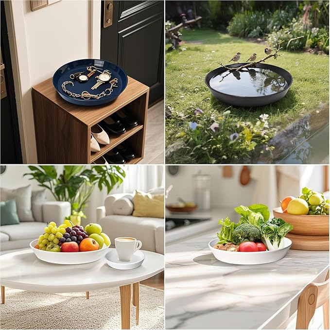 14 Inch Plant Saucer Tray 4 5 6 8 10 12 14 15 Inch Ceramic Plant Saucers for Indoors Outdoor, Drainage Drip Water Trays for Planter Pots Flower, Glazed Pot Saucers Trays (15 Inch)