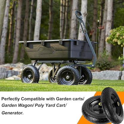 13" Flat Free Wheels Replacement for GOR Garden Cart Tires, 4.00-6 Solid Tires with 5/8"Bearings, 13" No Flat Wheels for GOR Garden Carts/Hand Trucks/Garden Carts