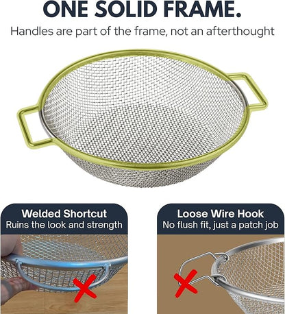Round Soil Sifter for 5-Gallon Bucket (1/8-inch Mesh), Stainless Steel Garden Sieve with Handles
