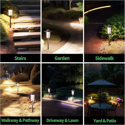 Outdoor Low Voltage Pathway Light, 12V Warm & Cool White Switchable Path Lights LED, IP65 Waterproof Landscaping Pathlight, Walk Side Lighting 5W ORB Aluminum for Backyard Lawn (6 Pack)