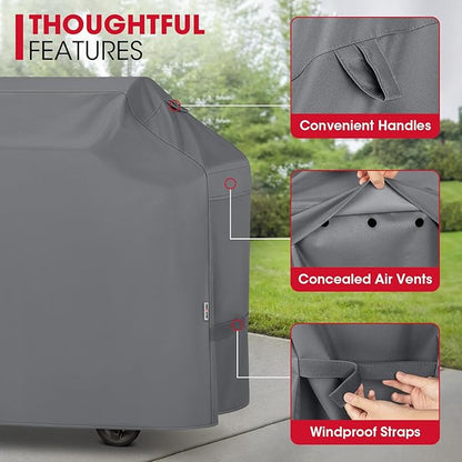 Unicook 55 Inch Grill Cover for Outdoor Grill, Heavy Duty Waterproof Gas BBQ Cover, Outside 3-4 Burner Barbecue Covering for Weber, Char-Broil, Nexgrill, All Weather Resistant, Grey