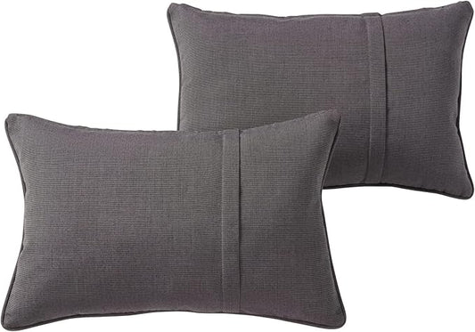 Greendale Home Fashions Sunbrella 21'' x 14'' Rectangle Outdoor Throw Pillow with Removable Cover (Set of 2), Canvas Coal