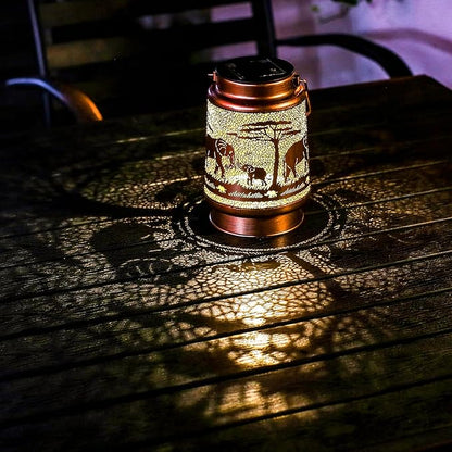 Elephant Solar Lanterns Outdoor Waterproof Hanging Solar Lights Elephant Gifts for Women Men Metal Decorative LED Lanterns for Yard, Patio, Lawn, Tabletop, Pathway, Landscape, Garden Decor