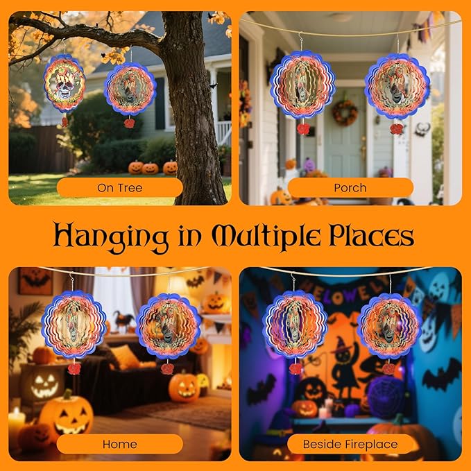 Halloween Wind Spinners Outdoor, 3D Skull Butterfly Wind Spinner 14x12 inches, Kinetic, Stainless Steel Metal, Halloween Decorations Outdoor, Yard Decor, Gift