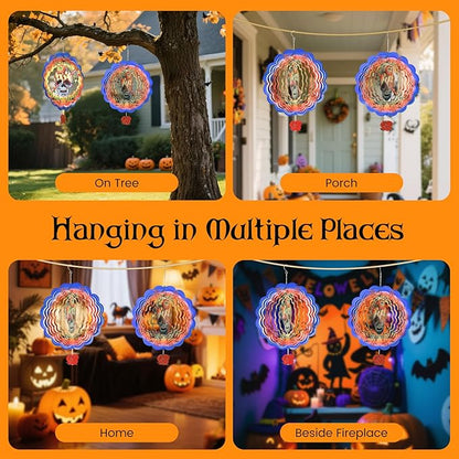 Halloween Wind Spinners Outdoor, 3D Skull Butterfly Wind Spinner 14x12 inches, Kinetic, Stainless Steel Metal, Halloween Decorations Outdoor, Yard Decor, Gift