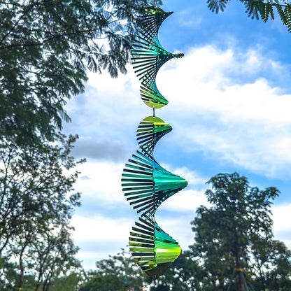 Wind Spinners Outdoor, 3D Helix Hanging Wind Spinners, Gradient Tender Green, 24 inches, Kinetic, Stainless-Steel Metal, Smooth Spin, Outdoor Decoration for Garden, Patio, Yard, Gift for Women Mom
