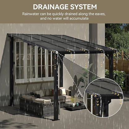 Aoxun 8' x 10' Gazebo for Patio, Gazebo Pergola with Sloped Roof, Large Wall-Mounted Heavy Duty Awnings, for Backyard, Deck, Patio (Gray Polycarbonate Panel)