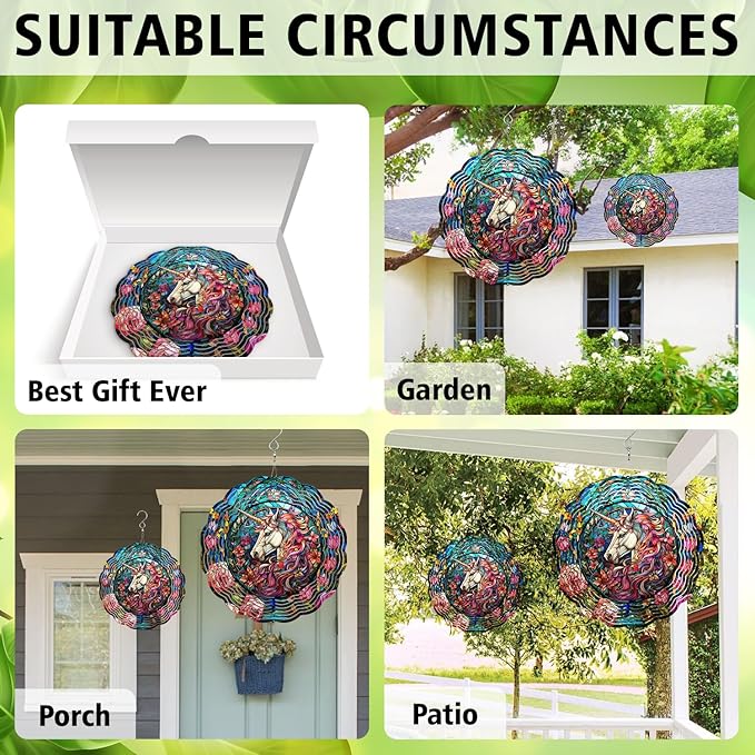Unicorn Wind Spinner, Unicorn Wind Spinner Hanging for Yard and Garden, Unique Gift Wind Spinner, 3D Hanging Wind Spinner Outdoor