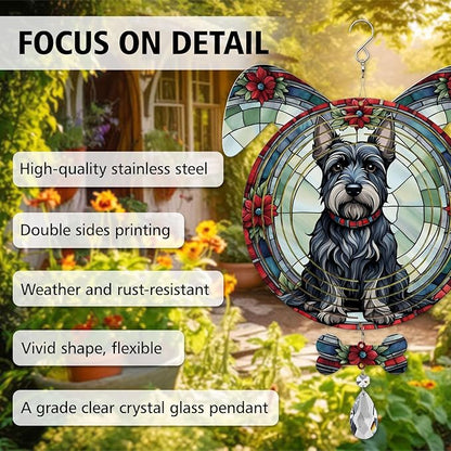 Scottish Terrier Dog Ears Wind Spinner, Scottish Terrier Wind Spinner Hanging for Yard and Garden V02