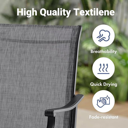 Soohow Outdoor Dining Chairs Set of 4, 360°Swivel Patio Dining Chair with Textilene Fabric, Outdoor Metal Armchair All Weather Resistant, Ergonomic Comfort, Perfect for Patio, Backyard, Balcony