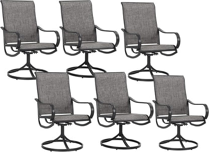 Sophia & William Patio Chairs Patio Dining Chairs Set of 6 Swivel Patio Chairs Textilene High Back Support 300lbs for Lawn Garden Backyard Weather Resistant-Black Metal Frame