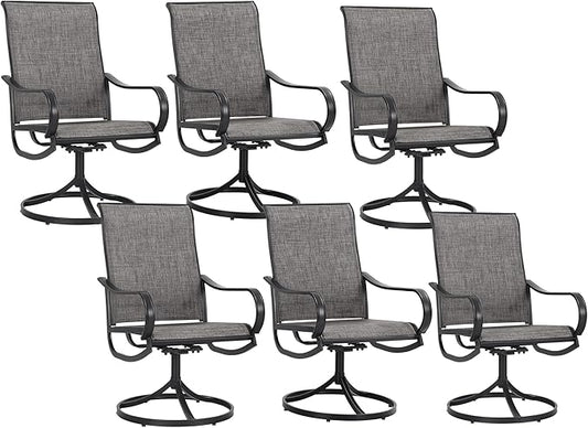 Sophia & William Patio Chairs Patio Dining Chairs Set of 6 Swivel Patio Chairs Textilene High Back Support 300lbs for Lawn Garden Backyard Weather Resistant-Black Metal Frame