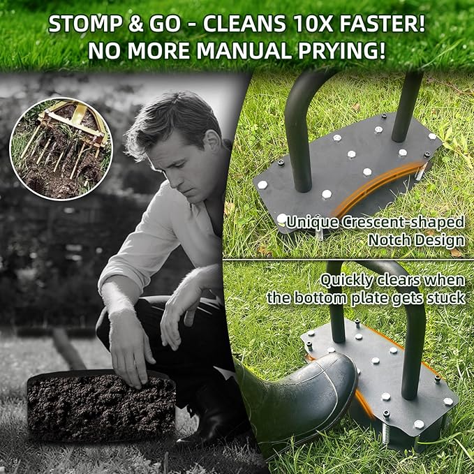 [Bolt-On Base] Lawn Aerator - Kick to Unclog Jammed Springs in 3 Secs! No Welding to Ever Break, 12.2"x6" Wide Plate Saves 20% Time, for Compacted Clay Soil (Pre-Assembled)