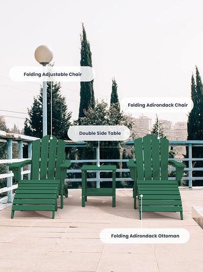 KINGYES Folding Adirondack Ottoman for Adirondack Chair, Green