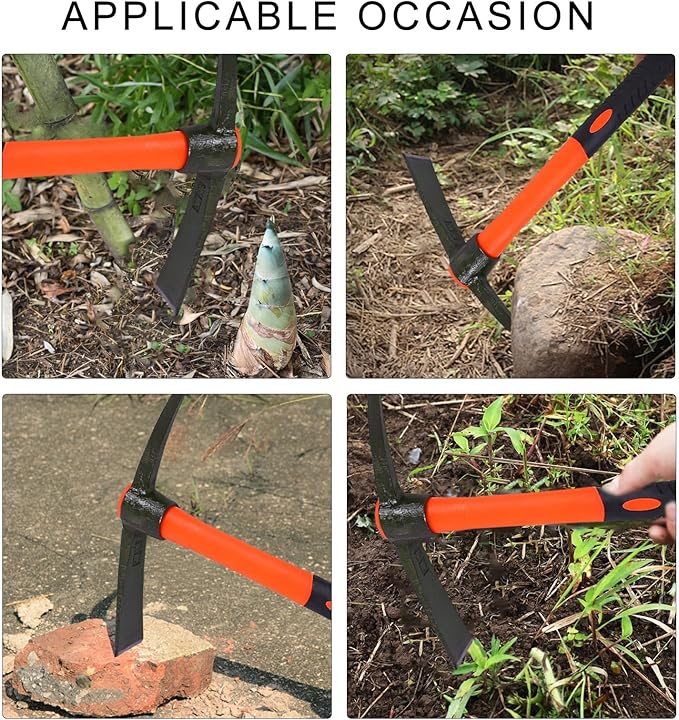 Heavy Duty Miniature Pick Mattock With Fiberglass Handle Garden Hand Tool For Gardening Digging & Camping Landscaping Pick Mattock