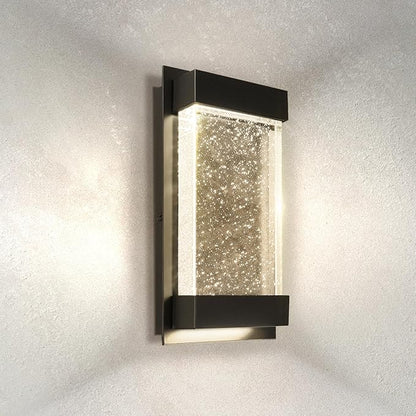 ASD LED 12 Inch Bubble Glass Wall Light Fixture | 22W 500LM 3000K-5000K 120V | 3CCT, Waterproof, Dimmable, Up-Down Glow, ETL Listed | Exterior Flush Mount Sconce, Outdoor-Indoor Lighting | Black