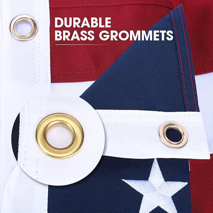 American Flag 4x6 FT,Weatherproof Heavy Duty Polyester Canvas Flags Ultra Durable Tear-Resistant, Deluxe Embroidered Stars & Sewn Stripes, Perfect for Outdoor Use with Brass Grommets