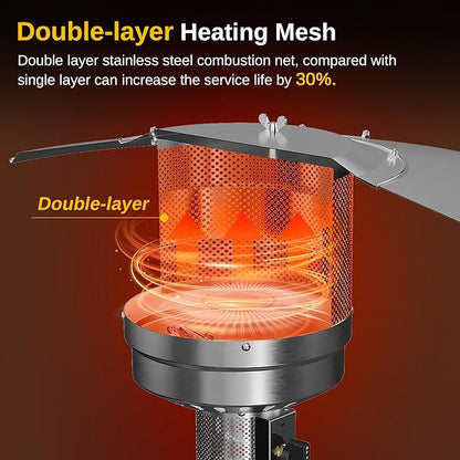 EAST OAK 50,000 BTU Patio Heater with Sand Box, Table Design, Double-Layer Stainless Steel Burner, Wheels, Triple Protection System, Outdoor Heater for Home and Residential, Lava Smoke