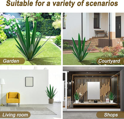 Homight Large Agave Sculpture Rustic Metal Agave Plant Outdoor Interior Decoration Outdoor Lawn Decoration Yard Wooden Posts Matching Garden Suitable for Patio