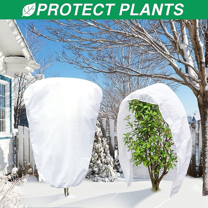 2 Pcs Plant Covers Freeze Protection, Frost Cloth Plant Freeze Protection, Frost Covers for Outdoor Plants with Drawstring and Zipper, 2.5 oz/yd² 5.9 X 3.9 Ft, for Protect Trees Shrubs from Cold Frost