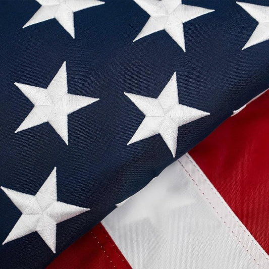 Homissor American Flags for Outside Large US Flag 6x10 Heavy Duty Outdoor USA Banner Embroidered Stars High Wind All Weather Sewn Stripes Brass Grommets