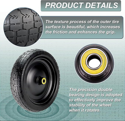 13"Garden Cart Tire Replacement for 13" Flat-Free Tire and Wheel with 5/8" Axle Borehole, 2.1" Offset Hub, 3.15" Wide Tires Used for Wheelbarrow Garden Cart and Trolleys, 4-Pack by Cenipar