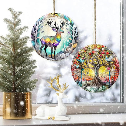 Colorful Ceramic Elk Christmas Ornament, Elk Ornaments for Christmas Tree, Holiday Decorations, Christmas Decor, Elk Gifts, Christmas Ornament Gift Ideas