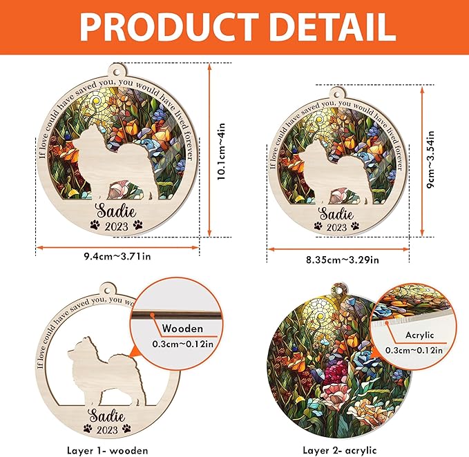 Personalized Dog Memorial, Custom Name Border Collie Dog Christmas Ornament with Name, Custom Breeds, Pet Loss Light Catcher, Gifts for Lovers Loss of Pet Sympathy on Mothers Day Christmas