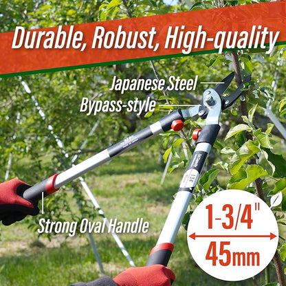 SUIZAN Bypass Hand Loppers 25" - Professional Japanese Branch Cutter Lightweight Compact Tree Trimmer Gardening Tools