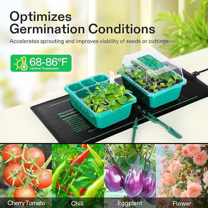 VIVOSUN 4-Pack 10" x 20.75" Durable Waterproof Seedling Heat Mat, UL & MET-Certified Warm Hydroponic Heating Pad for Germination, Indoor Gardening, Greenhouse