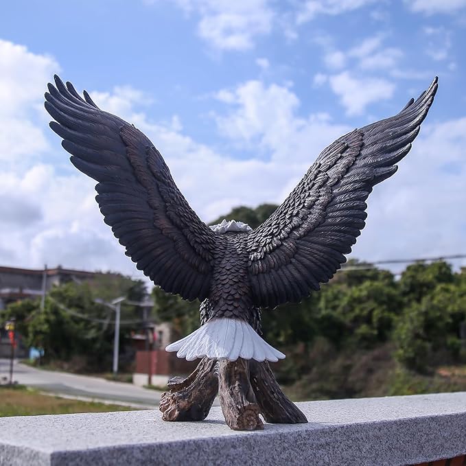 Magnificent Bald Eagle Statue - Durable Resin Outdoor Garden Sculpture & Yard Art Decor for Lawn, Patio, or Living Room – Large Lifelike Figurine, Weather-Resistant Finish